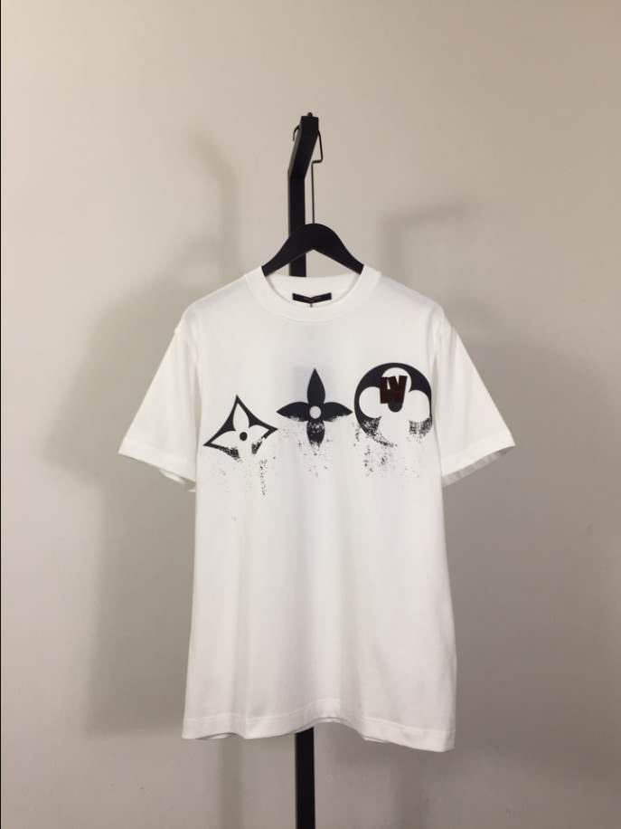Louis Vuitton White Short Sleeve Glitter Monogram Logo Shirt - LVTS080