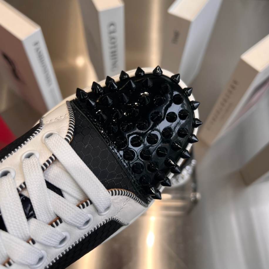 Christian Louboutin Low Top Black White Silver Sneaker - CLS048