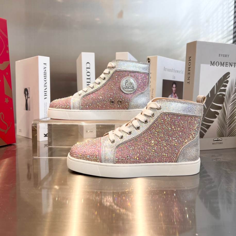 Christian Louboutin Low Top Pink Silver Sneaker - CLS051