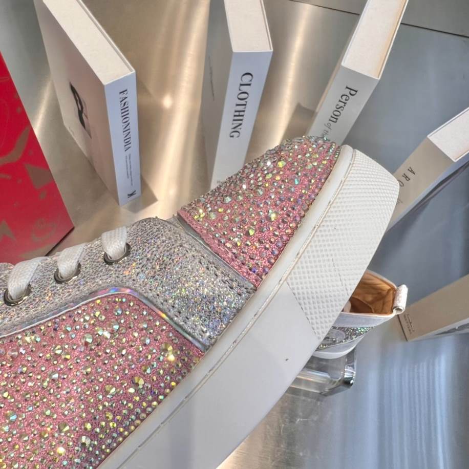 Christian Louboutin Low Top Pink Silver Sneaker - CLS051
