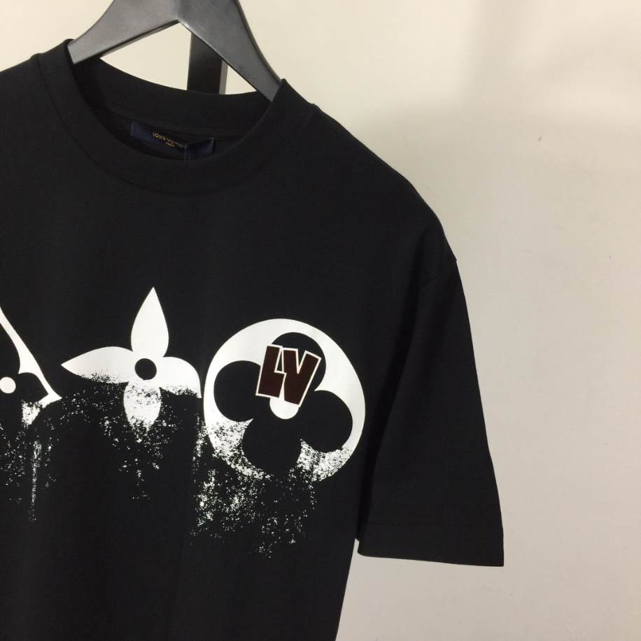 Louis Vuitton Black Short Sleeve Glitter Monogram Logo Shirt - LVTS079