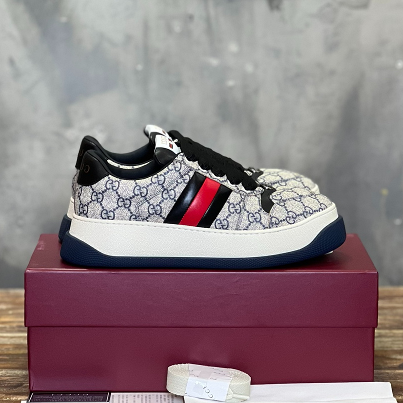 Gucci Screener Web Beige and Blue Sneaker - GCC171