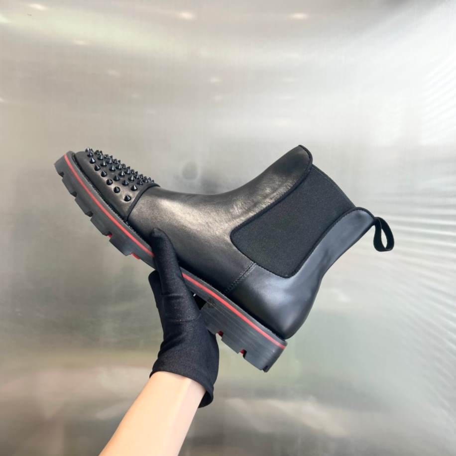 Christian Louboutin Black Leather Ankle Boots Sneaker - CLS057