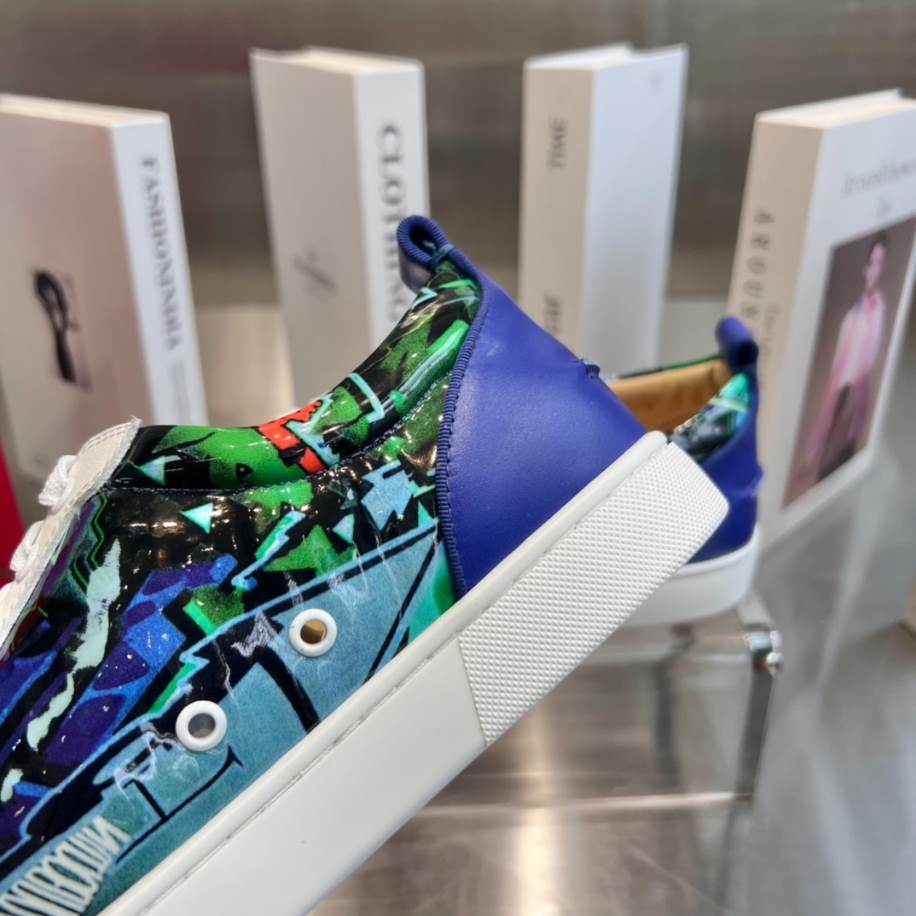 Christian Louboutin Casual Rivet Low Top Spikes Flats Blue Sneaker - CLS046