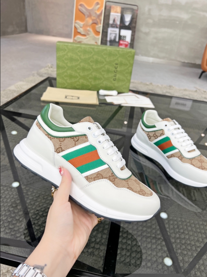 Gucci White Beige Green Sneaker - GCC161