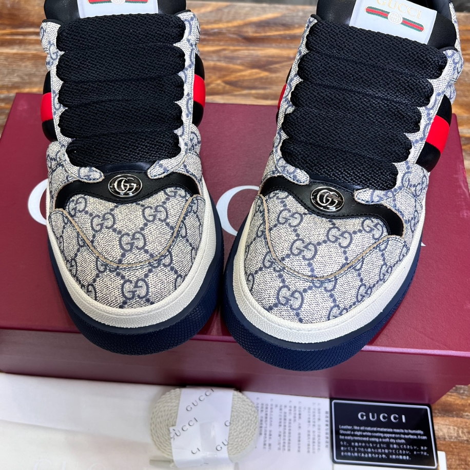 Gucci Screener Web Beige and Blue Sneaker - GCC171