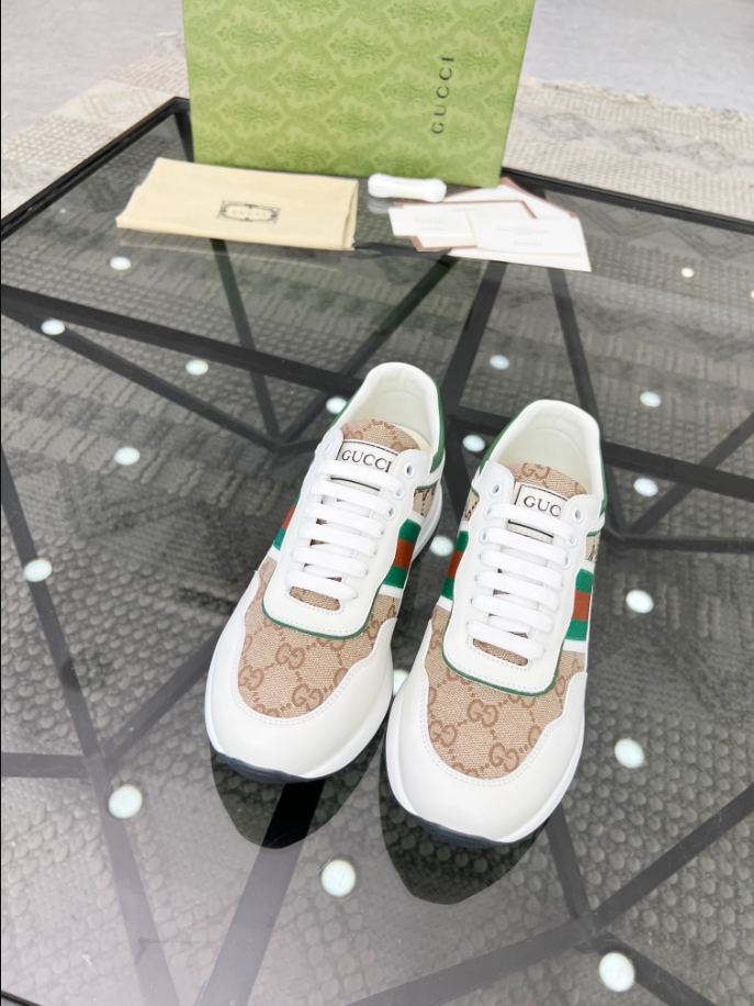 Gucci White Beige Green Sneaker - GCC161