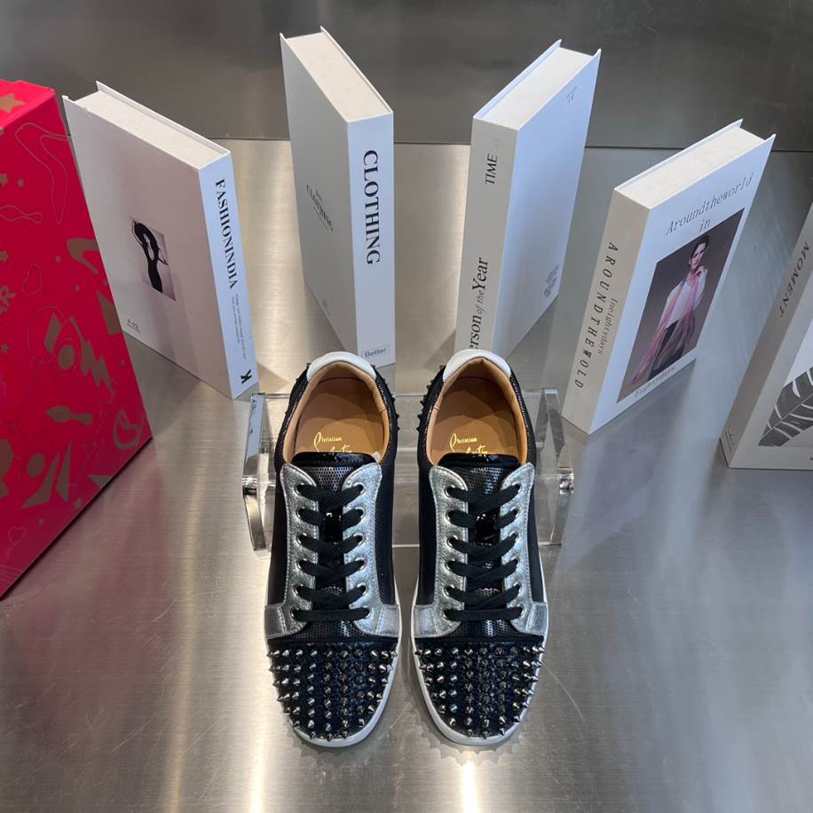 Christian Louboutin Low Top Black Silver Sneaker - CLS049
