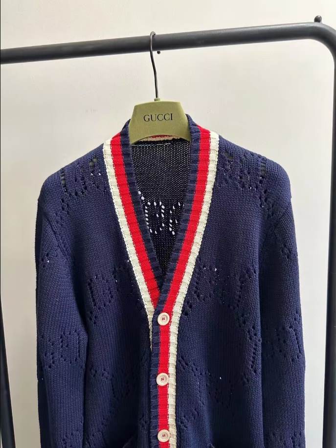 Gucci Open Knit Cotton Blue Knitwear - GCK061