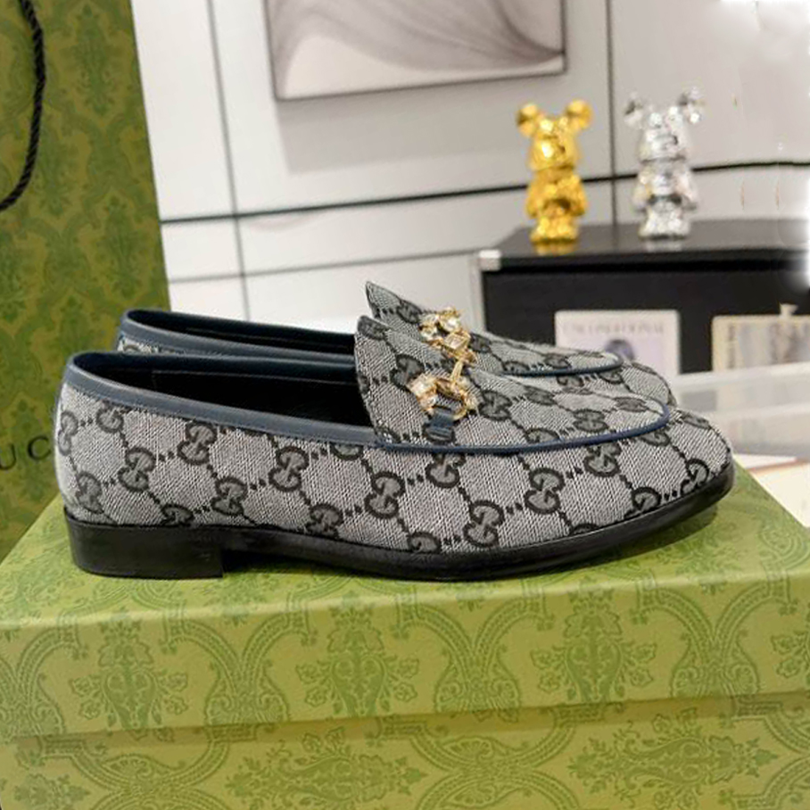 Gucci Jordaan GG Monogram White Black Loafer - GL065