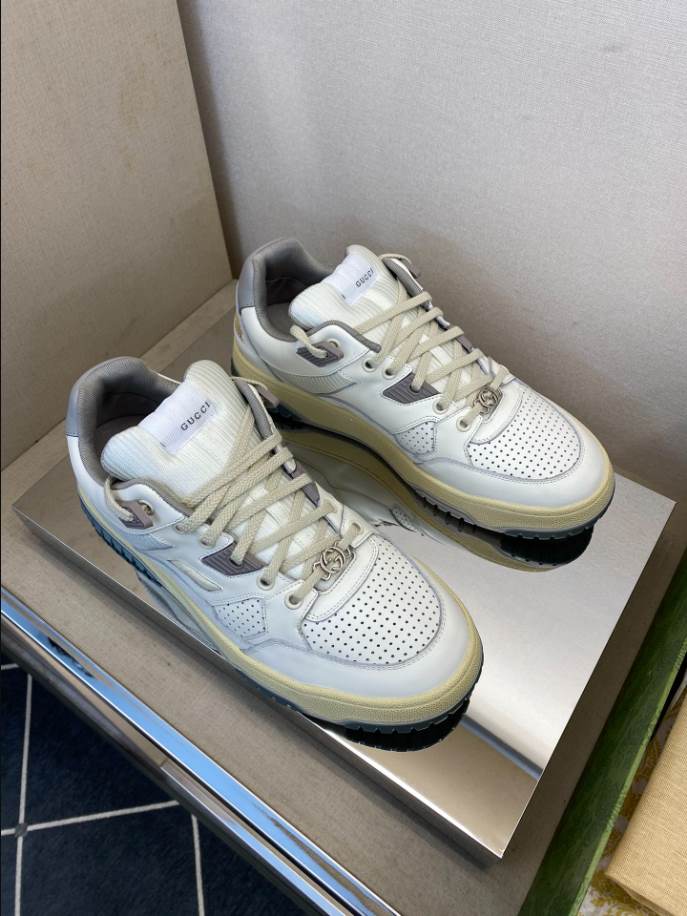 Gucci White Grey Yellow Distressed Effect Sneakers - GCC203