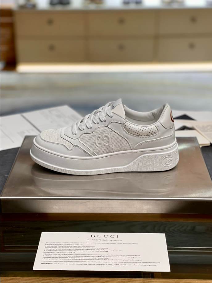 Gucci Embossed White Leather Sneakers - GCC197