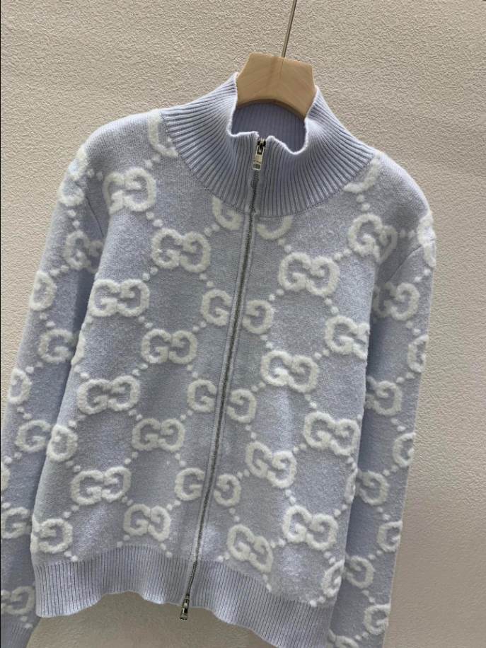 GUCCI Stitch Jacquard Blue Knitwear - GCK055