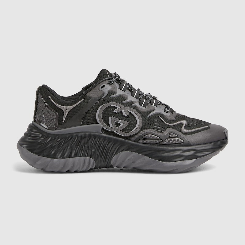 Gucci Ripple Splash Black Grey Fabric Sneakers - GCC201