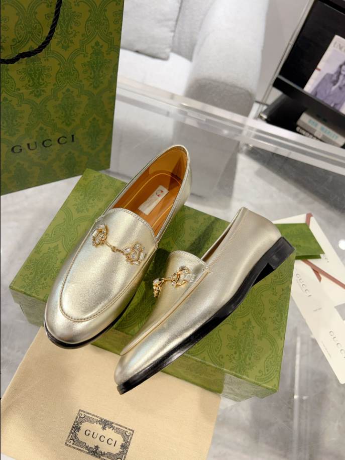 Gucci Jordaan Gold Leather Loafer - GL071