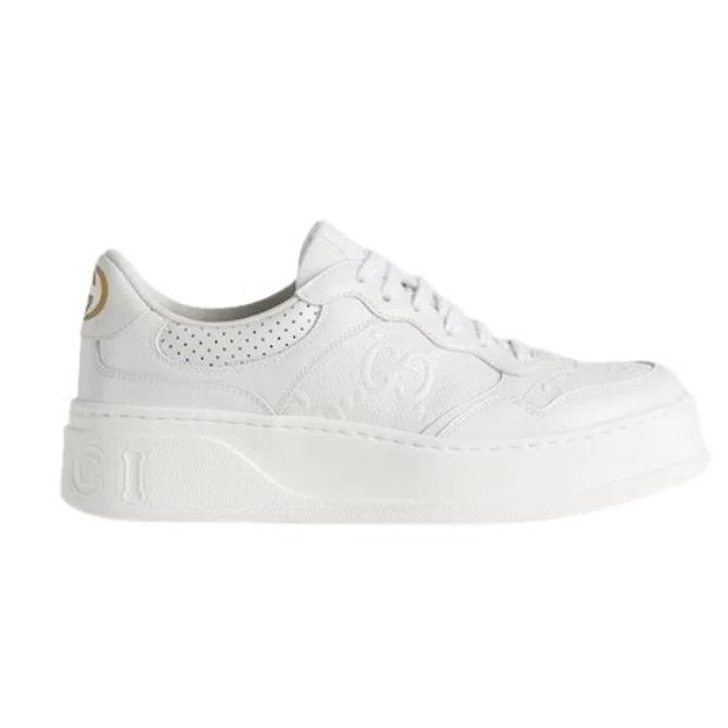 Gucci Embossed White Leather Sneakers - GCC197