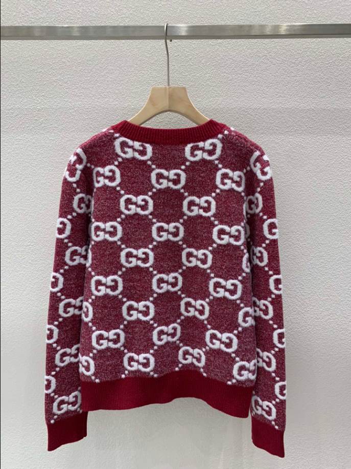 GUCCI Stitch Red V-neck Knitwear - GCK058