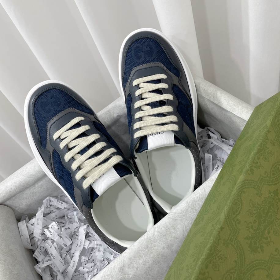 Gucci Chunky Lace Embossed Grey Blue Sneakers - GCC192
