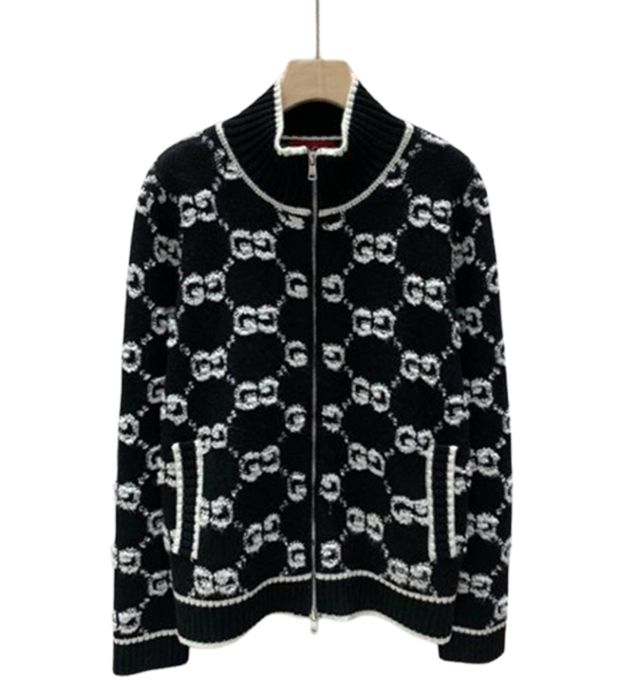 GUCCI Bouclé Stitch Jacquard Black Knitwear - GCK053