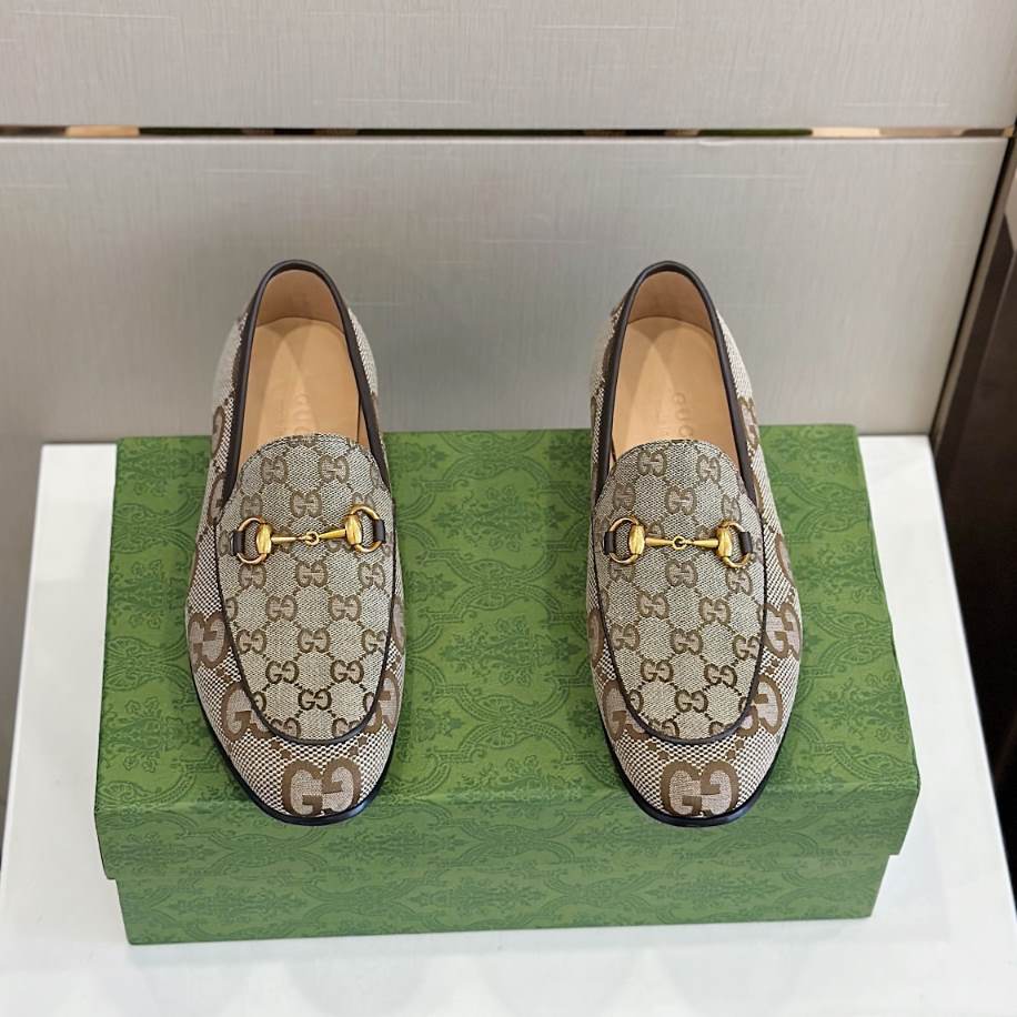 Gucci Slipper Flacher Brown White Loafer - GL081