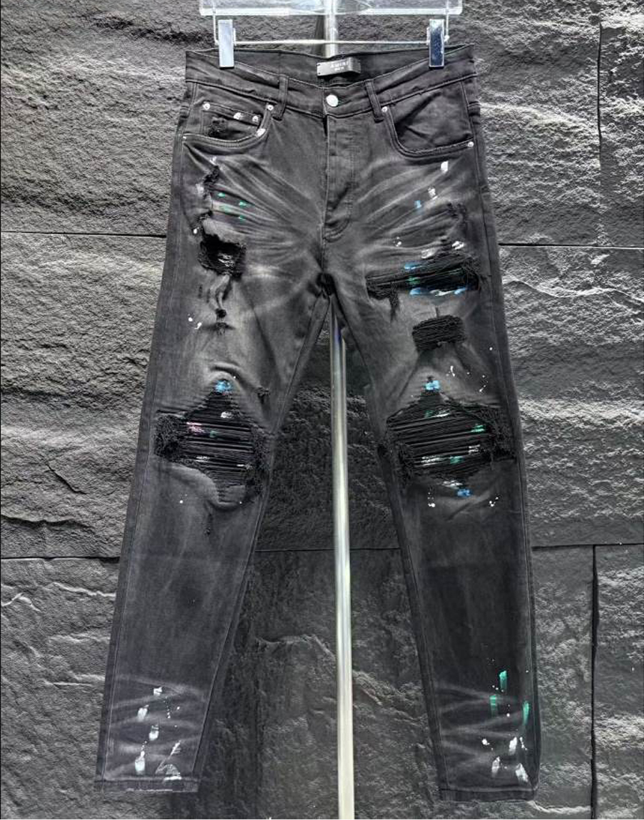 Amiri Ripp Black Paint Splatter Jeans - AMIJ022