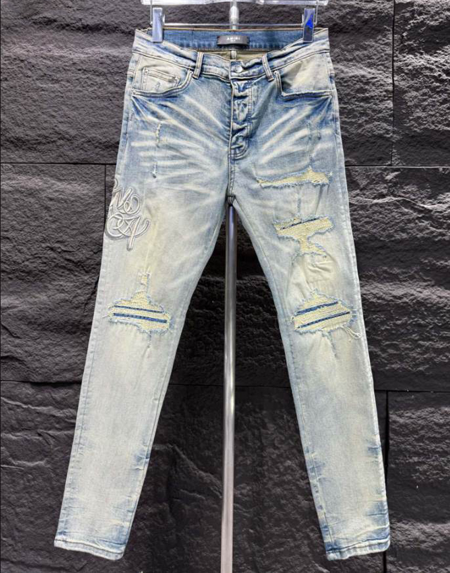 Amiri Ripp White Blue Jeans - AMIJ027