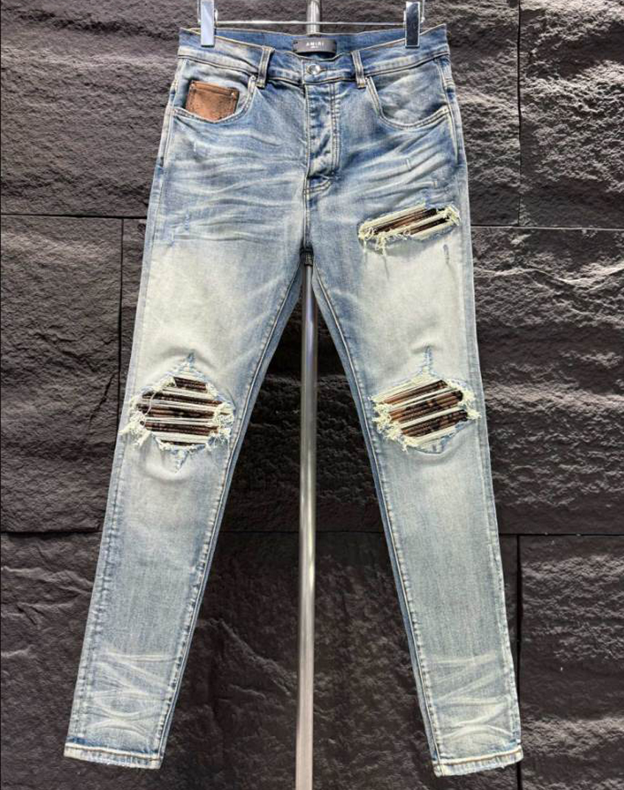 Amiri Ripp Brown Blue Jeans - AMIJ028