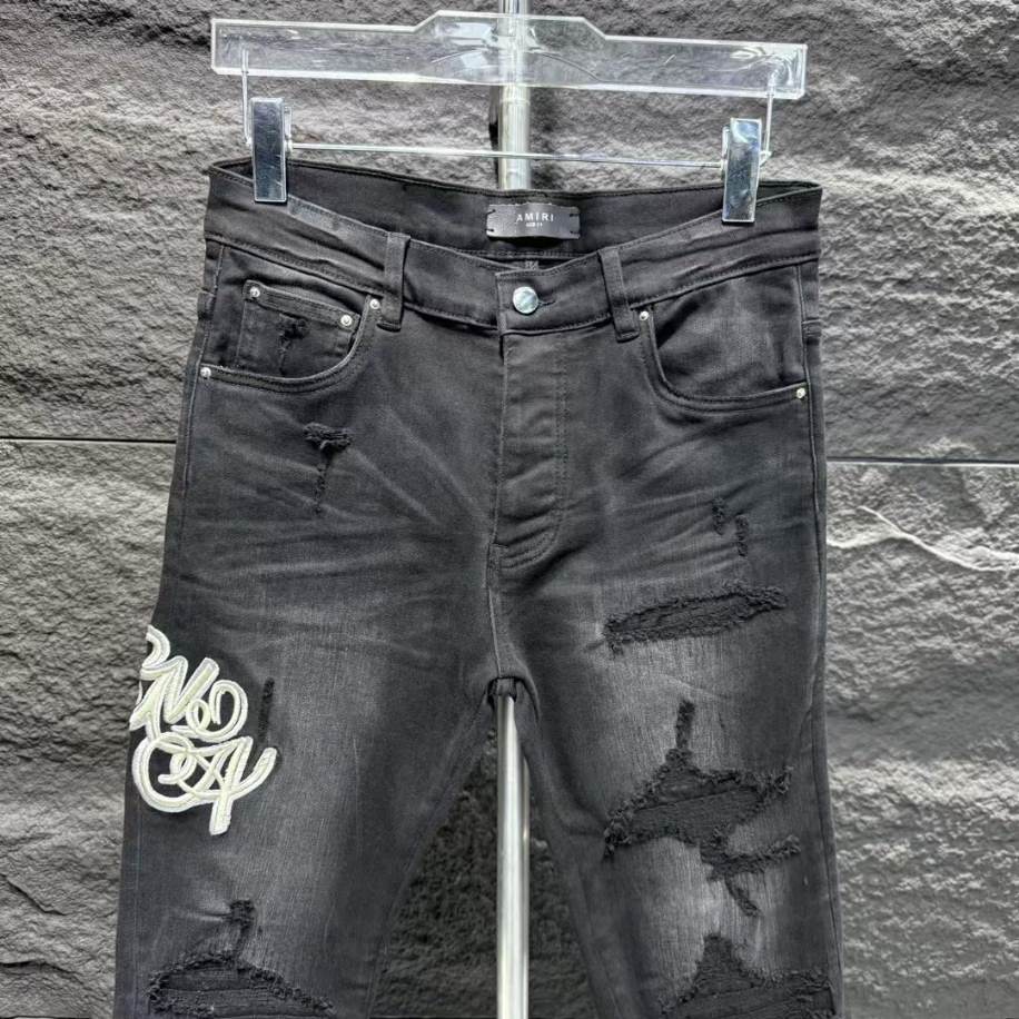 Amiri Ripp Black Embroider Jeans - AMIJ023