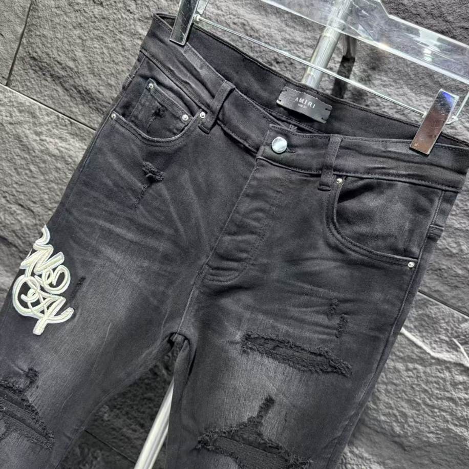 Amiri Ripp Black Embroider Jeans - AMIJ023