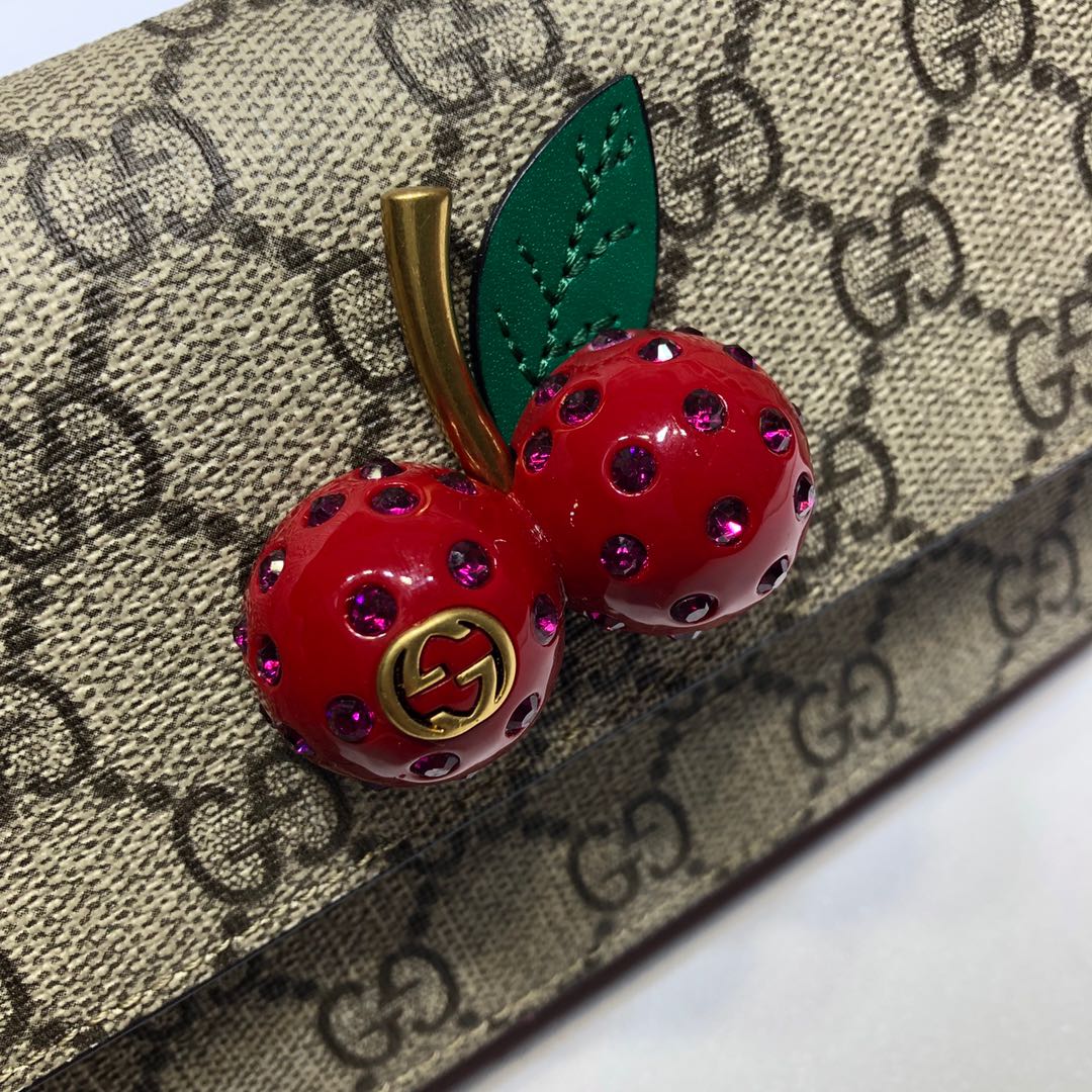 GUCCI GG SUPREME MINI CHERRY BAG - WLG024 GUCCI GG SUPREME MINI CHERRY BAG