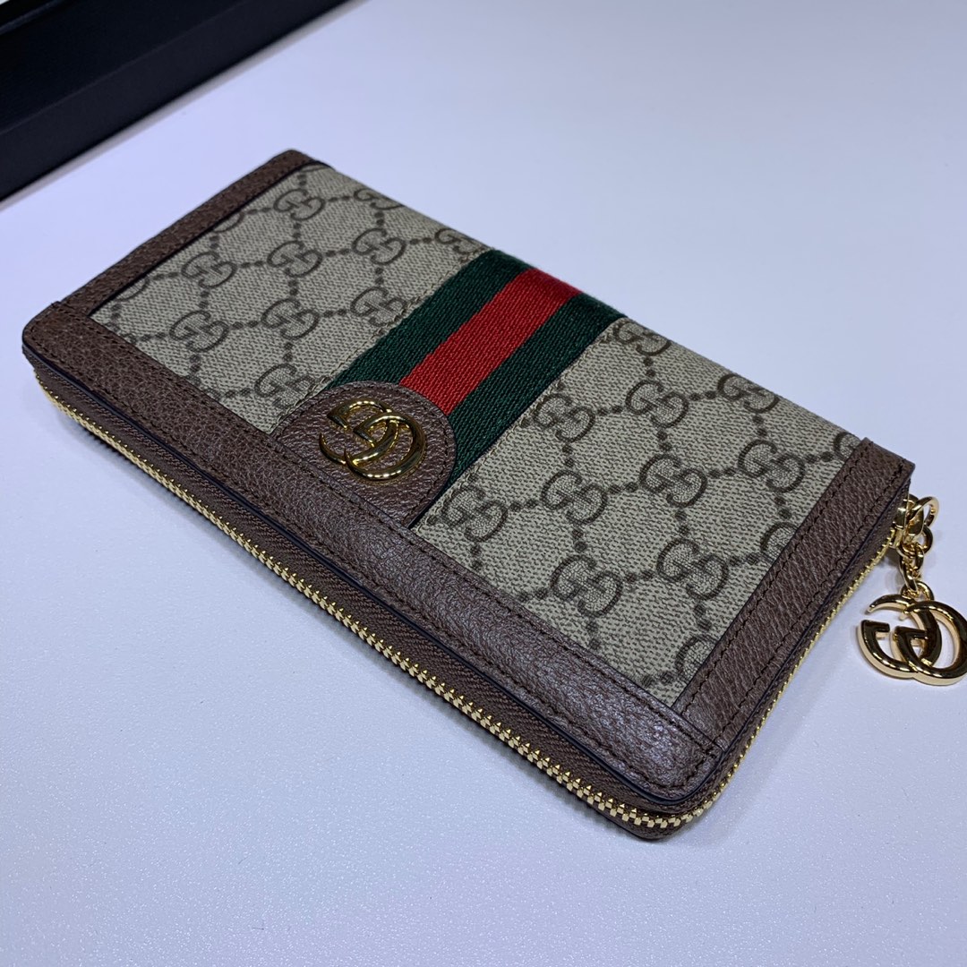 GUCCI OPHIDIA GG ZIP AROUND WALLET BEIGE- WLG026 GUCCI OPHIDIA GG ZIP AROUND WALLET BEIGE