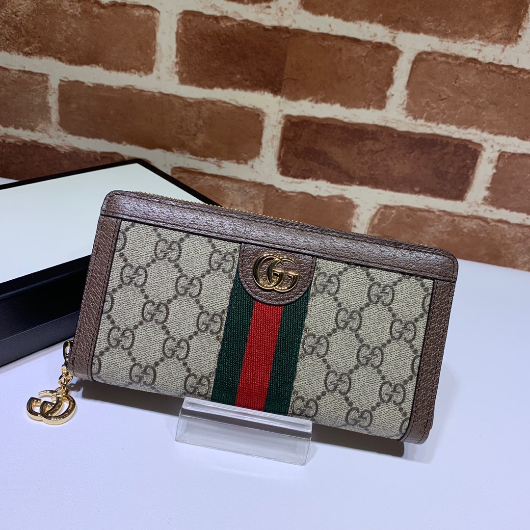 GUCCI OPHIDIA GG ZIP AROUND WALLET BEIGE- WLG026 GUCCI OPHIDIA GG ZIP AROUND WALLET BEIGE
