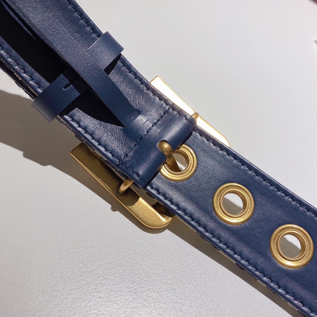 Dior Beige/Navy Blue Oblique Canvas - DB016 Dior Beige/Navy Blue Oblique Canvas