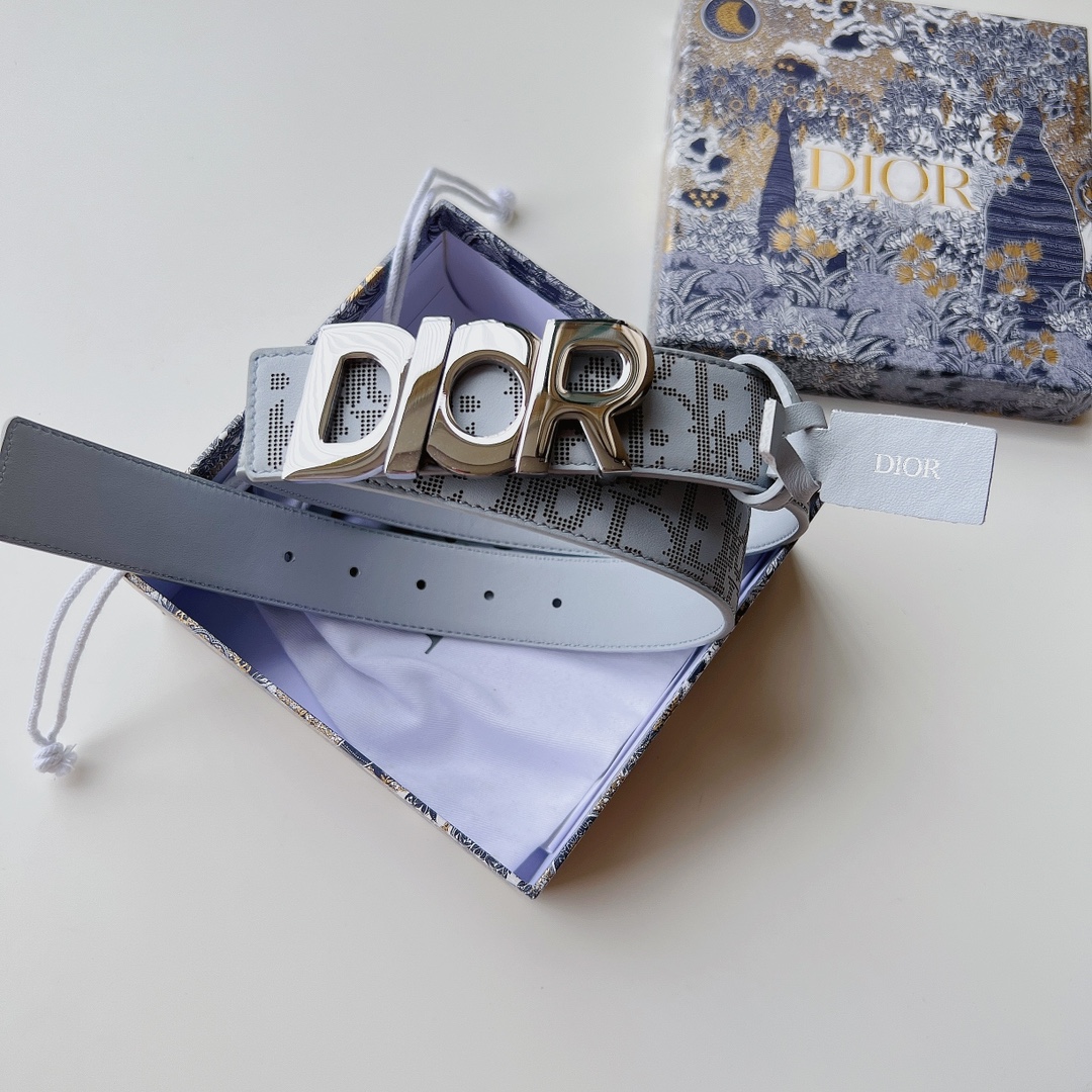 Dior Printed Silver Buckle Belt - DB019 Dior Printed Silver Buckle Belt