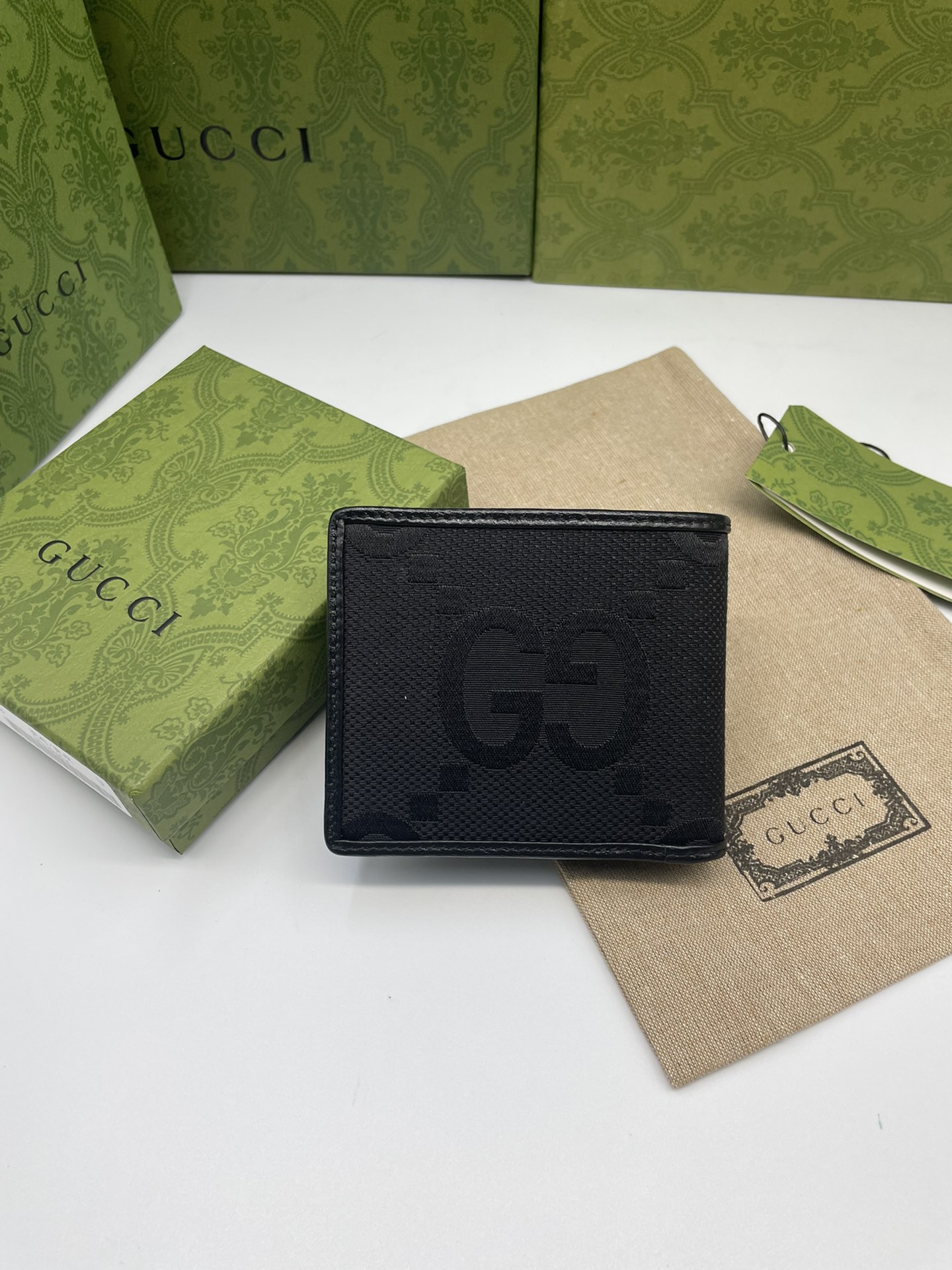JUMBO GG WALLET IN BLACK LEATHER - WLG057 JUMBO GG WALLET IN BLACK LEATHER