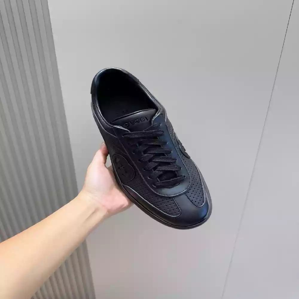 MEN'S G75 SNEAKER IN BLACK LEATHER - GCC259 MEN'S G75 SNEAKER IN BLACK LEATHER