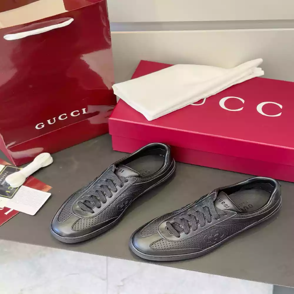 MEN'S G75 SNEAKER IN BLACK LEATHER - GCC259 MEN'S G75 SNEAKER IN BLACK LEATHER