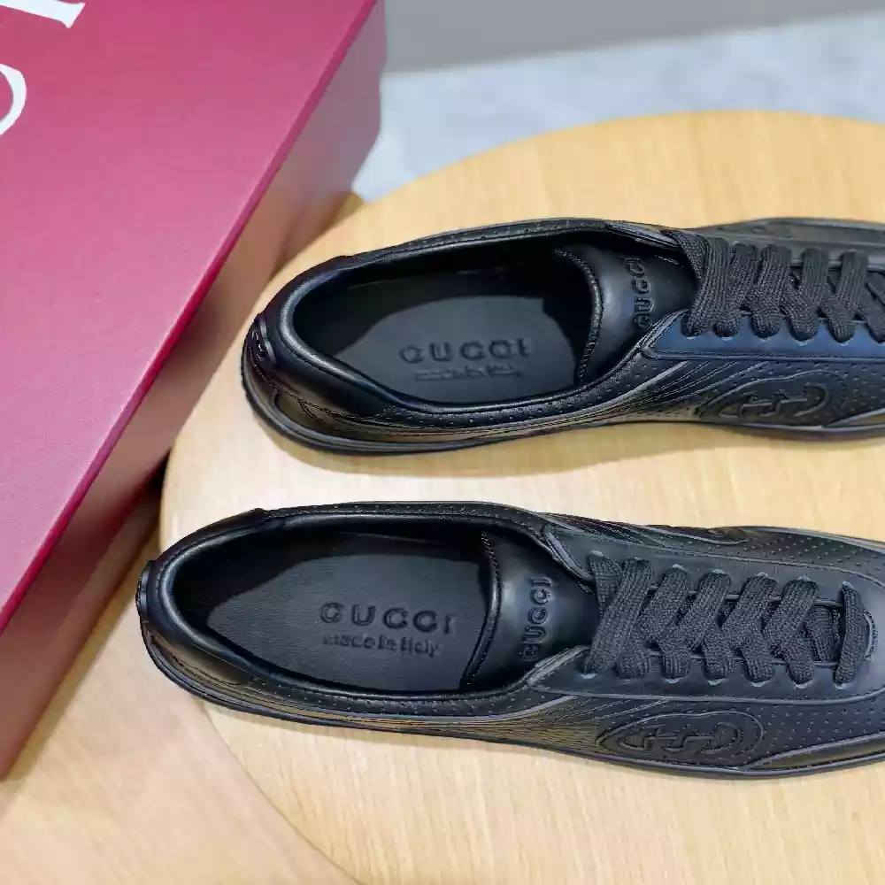 MEN'S G75 SNEAKER IN BLACK LEATHER - GCC259 MEN'S G75 SNEAKER IN BLACK LEATHER