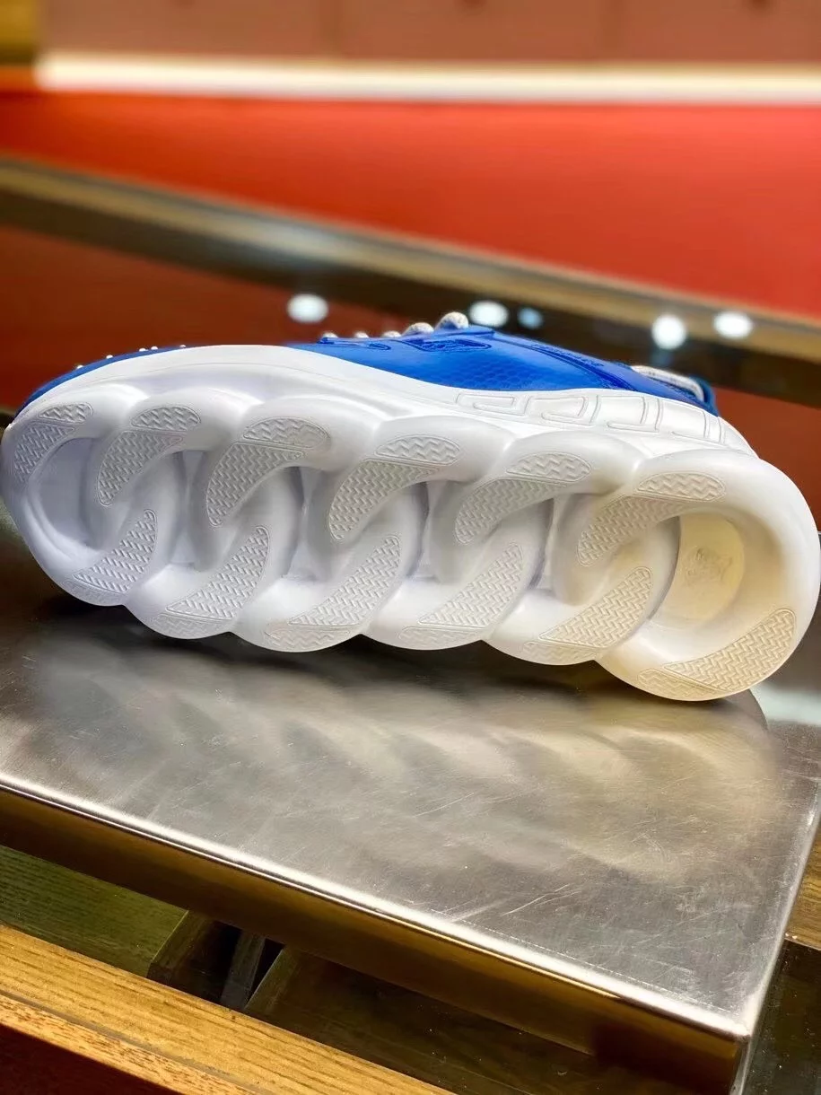 VERSACE WOMEN'S CHAIN REACTION SNEAKERS IN BLUE MESH - VSS026