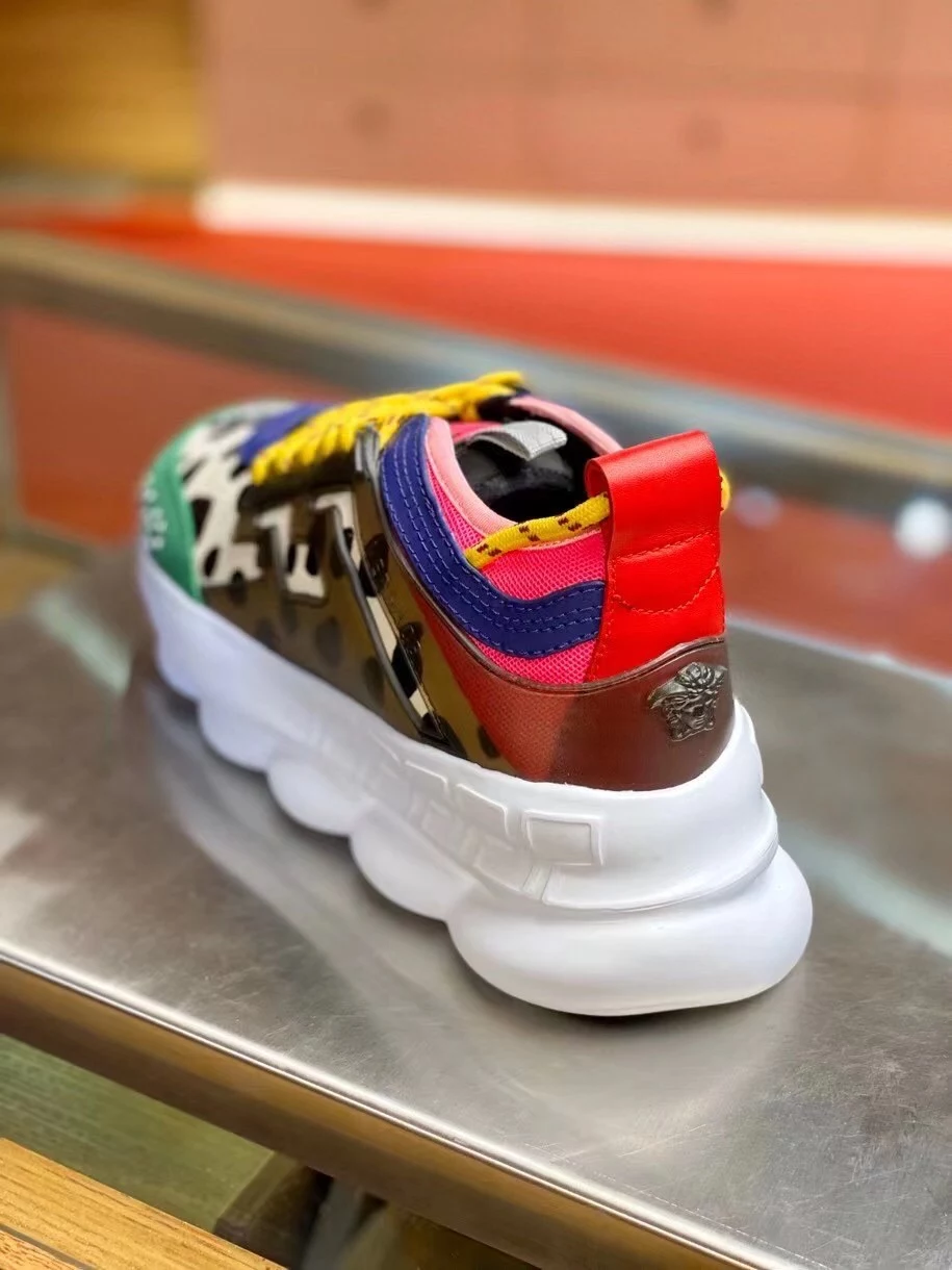 VERSACE WOMEN'S MULTICOLOUR CHAIN REACTION SNEAKERS WITH LEOPARD PRINT - VSS028