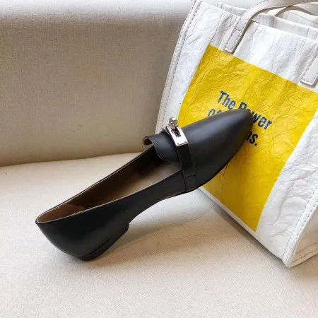 Hermes Pegase Ballerina Flats In Black Calfskin - HM078 Hermes Pegase Ballerina Flats In Black Calfskin