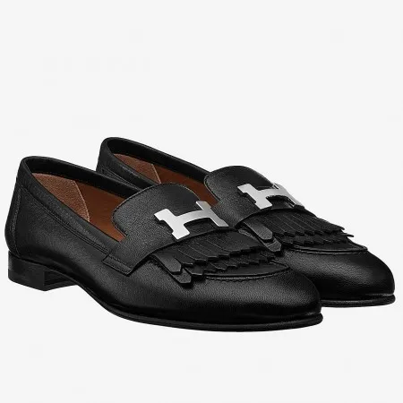 Hermes Women's Royal Loafers In Black Calfksin - HM090 Hermes Women's Royal Loafers In Black Calfksin