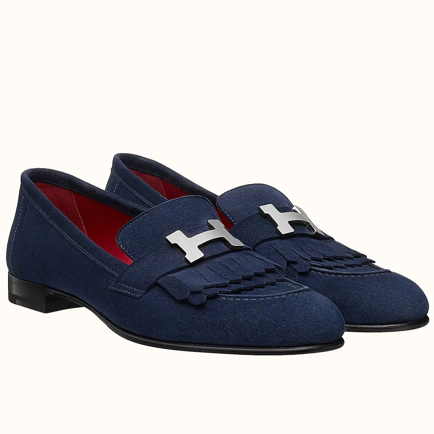 Hermes Women's Royal Loafers In Blue Suede Leather - HM088 Hermes Women's Royal Loafers In Blue Suede Leather