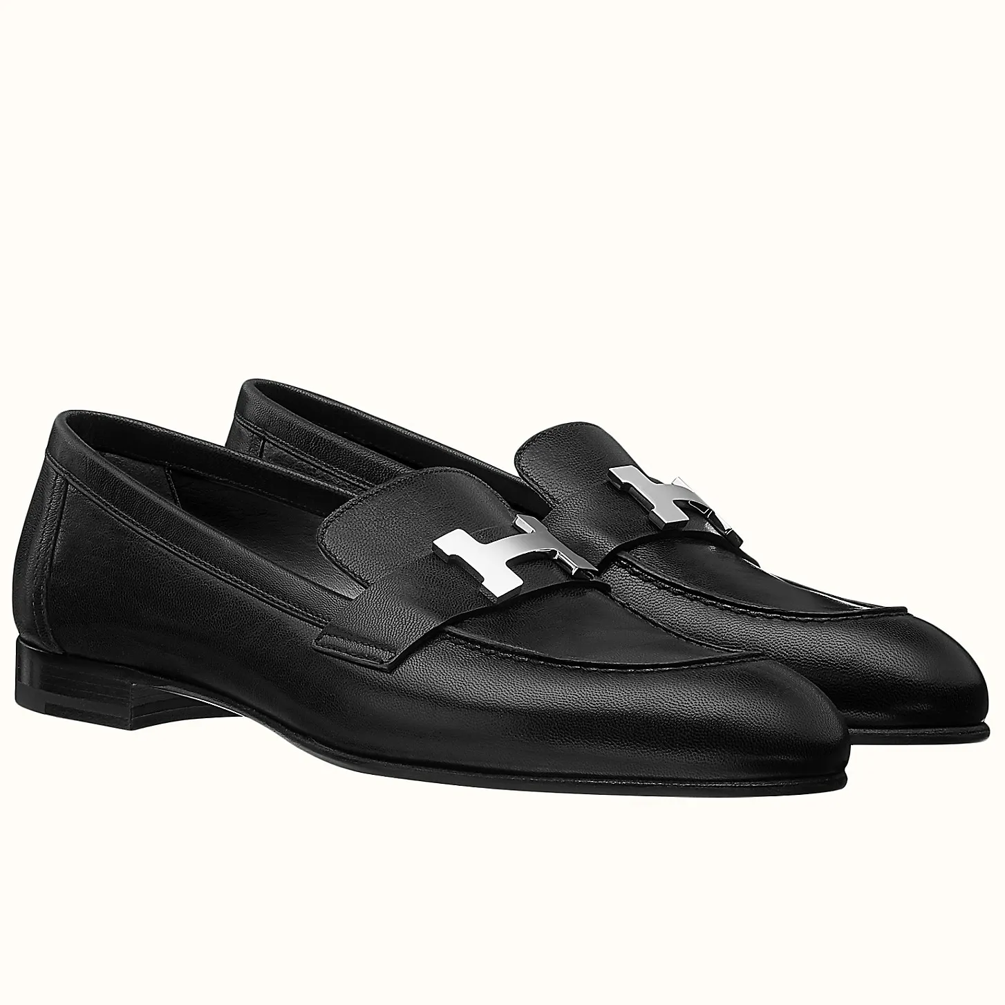 Hermes Women's Paris Loafers In Noir Goatskin - HM084 Hermes Women's Paris Loafers In Noir Goatskin
