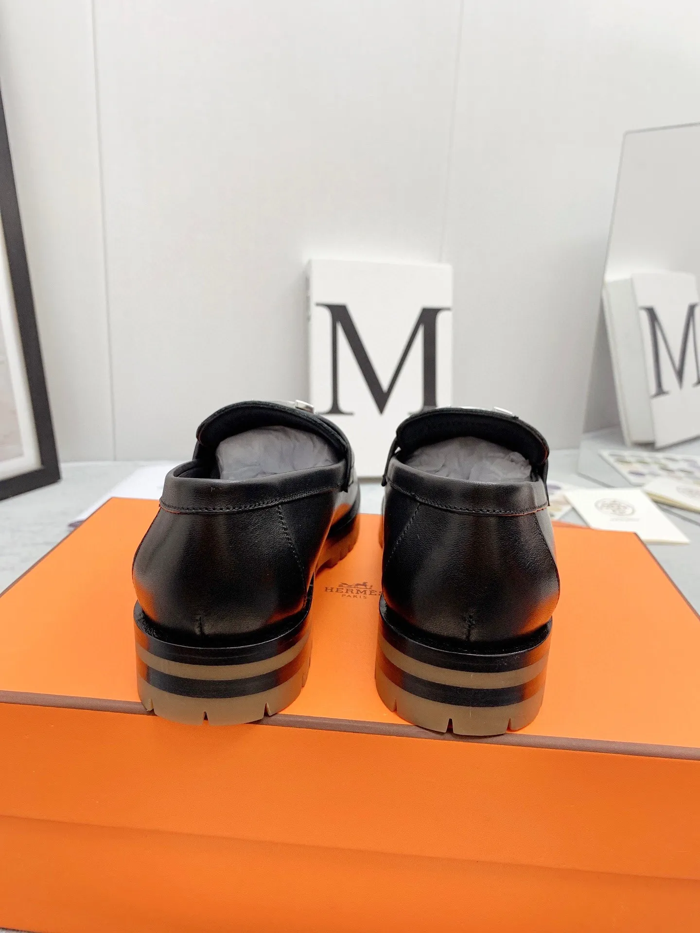 Hermes Women's Faubourg Loafers in Black Leather - HM076 Hermes Women's Faubourg Loafers in Black Leather