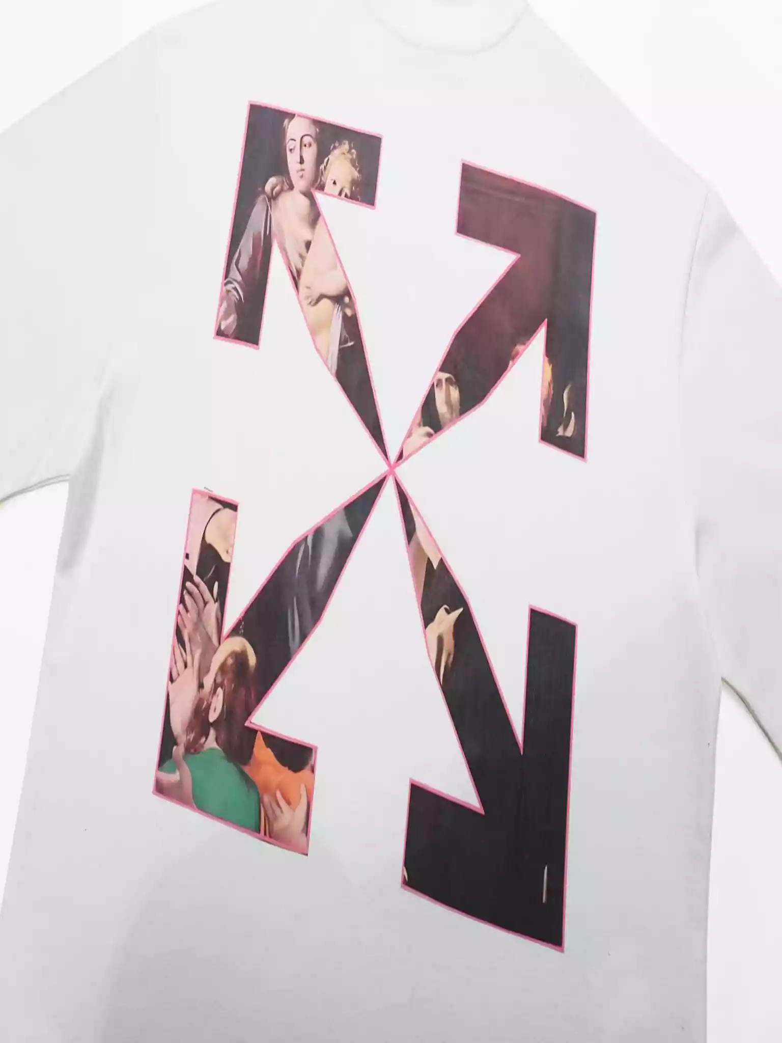 Off-White Sprayed Caravaggio Slim T-Shirt In White - OWS011 Off-White Sprayed Caravaggio Slim T-Shirt In White