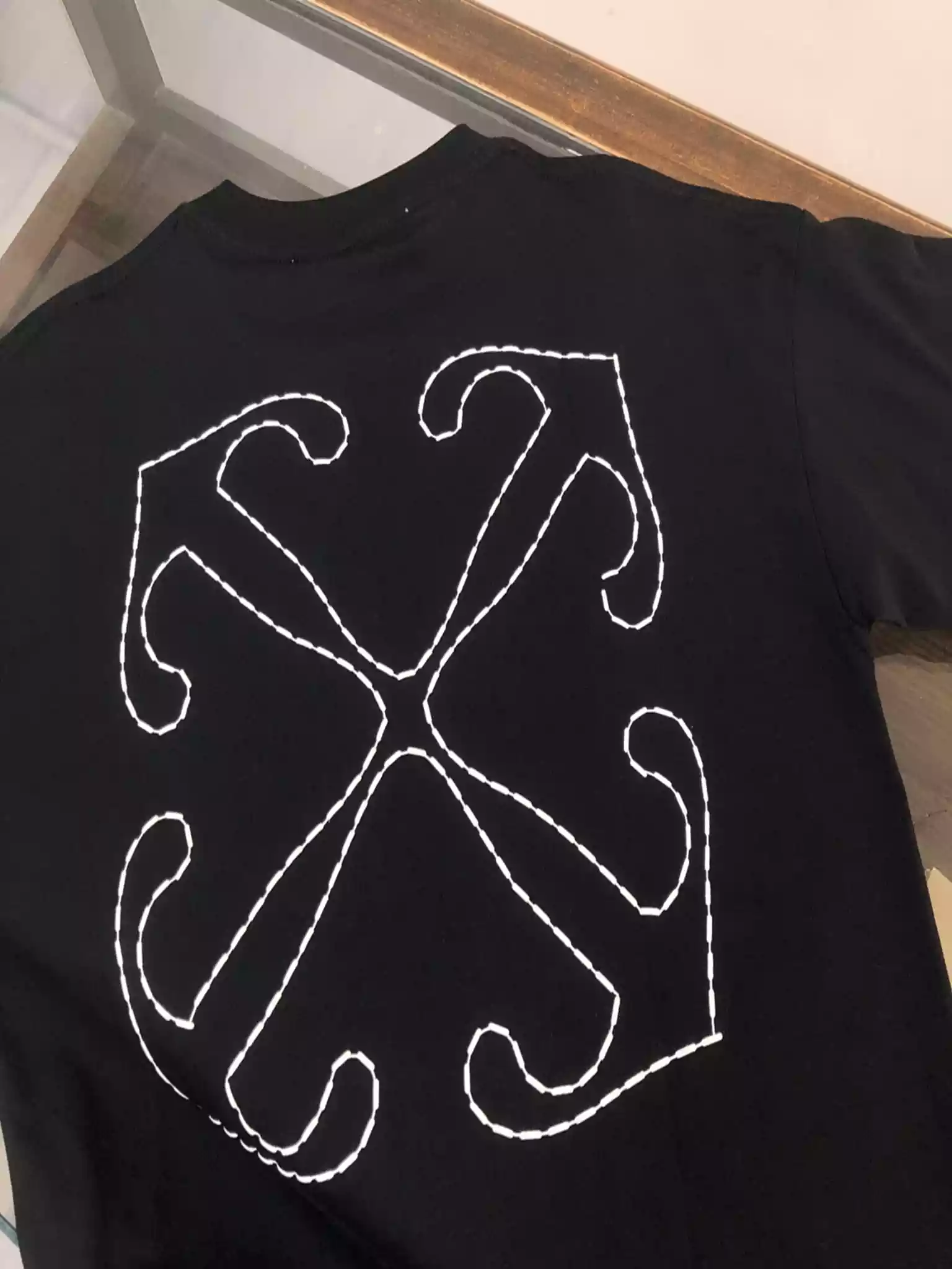 Off-White Black Logo Stitch T-shirt - OWS032 Off-White Black Logo Stitch T-shirt