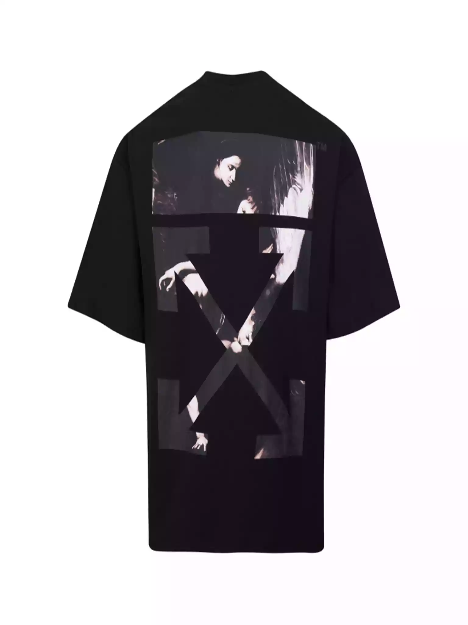 OFF-WHITE Caravaggio Arrow Short Sleeve Tee in Black & Multi - OWS003 OFF-WHITE Caravaggio Arrow Short Sleeve Tee in Black & Multi
