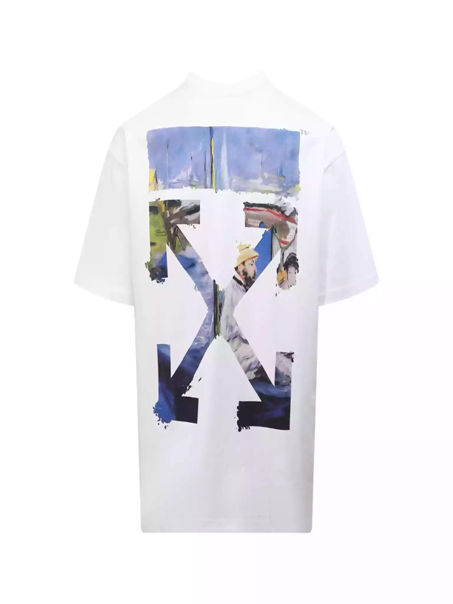 Off White Colour Painting Diagonals Arrows Tee White - OWS009 Off White Colour Painting Diagonals Arrows Tee White