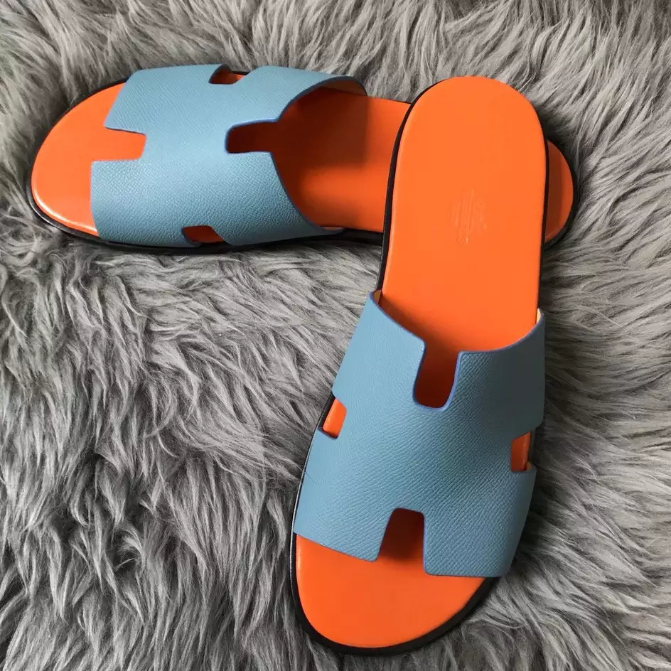 HERMES MEN'S IZMIR SANDALS IN BLUE EPSOM CALFSKIN - HMSD023